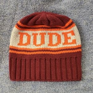 Gymboree Buffalo Lodge Burgundy & Orange DUDE Sweater Beanie Hat